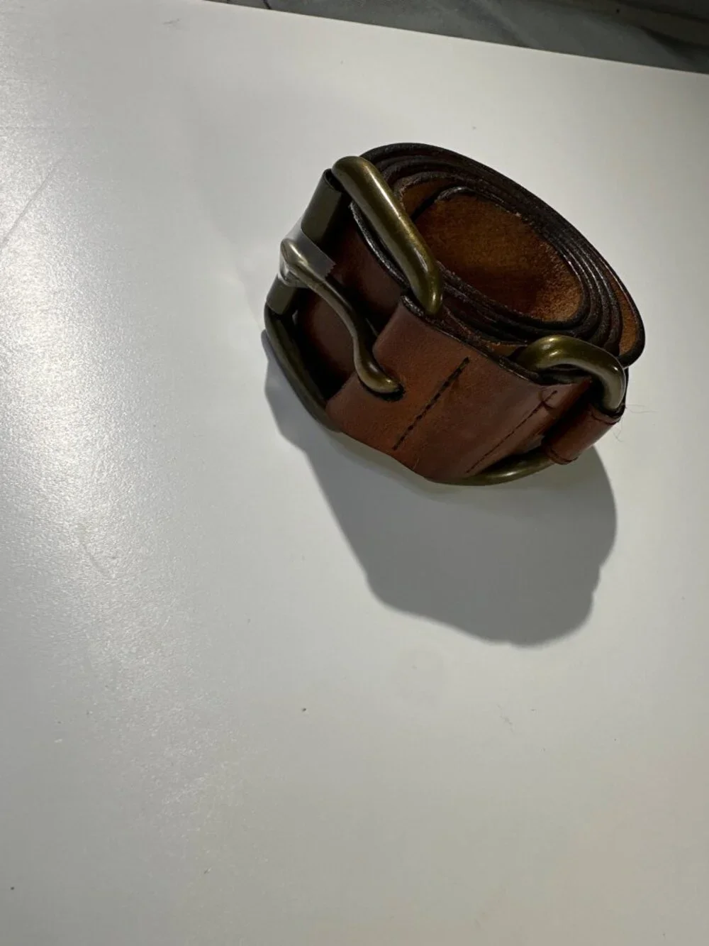 Vintage Banana Republic Genuine Leather Belt Solid Brass Buckle USA Made